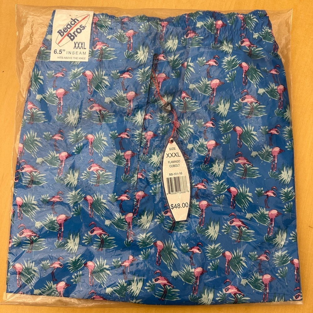 Beach Bros Flamingo Men’s swimming trunks, size XXXL, NEW in original packaging